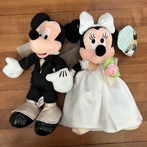 Disney Exclusive Minnie and Mickey Mouse Wedding Plush Toys Set
